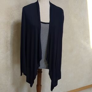 Karen Kane Black Draped Open-Front Cardigan